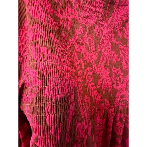 Torrid Pink and Brown Chiffon Floral Tea Length Dress - Size 2X - Picture 7 of 12